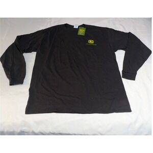 John Deere Long Sleeve T-Shirt Men XL Black Nothing Runs Like A Deere Graphic